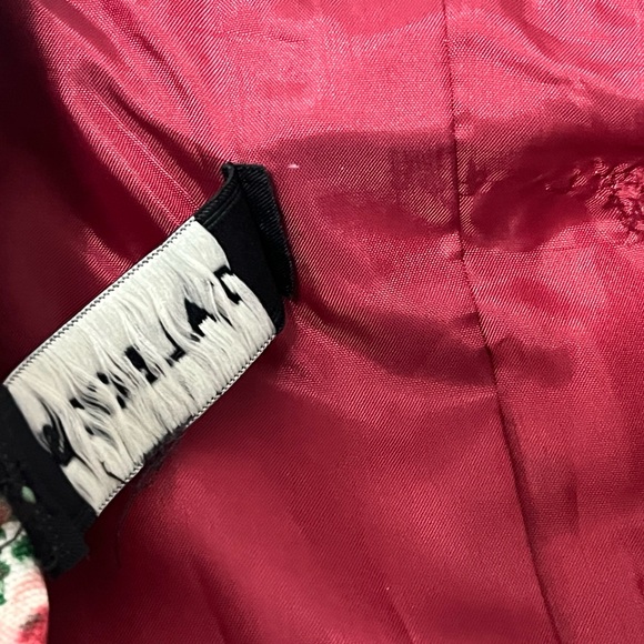 TALBOTS Floral Print Cotton Blazer Three Button Red Burgundy Rose Size Small - Picture 9 of 10